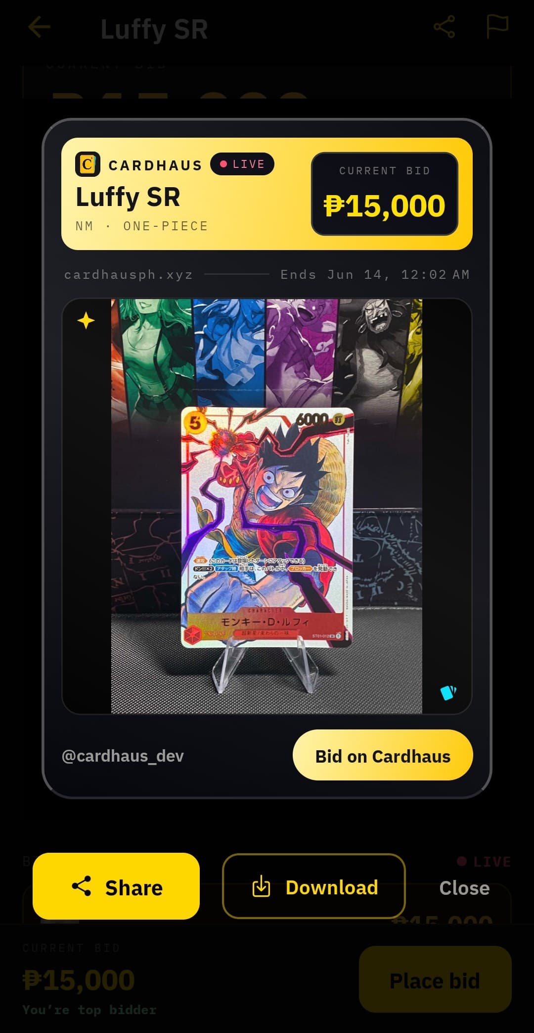 Sharing a Cardhaus auction card